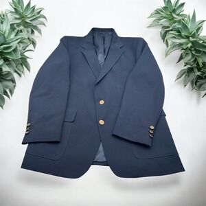 Vintage Levis Action Suit Menswear Navy Blue Blazer 44R Button Front Two Pocket